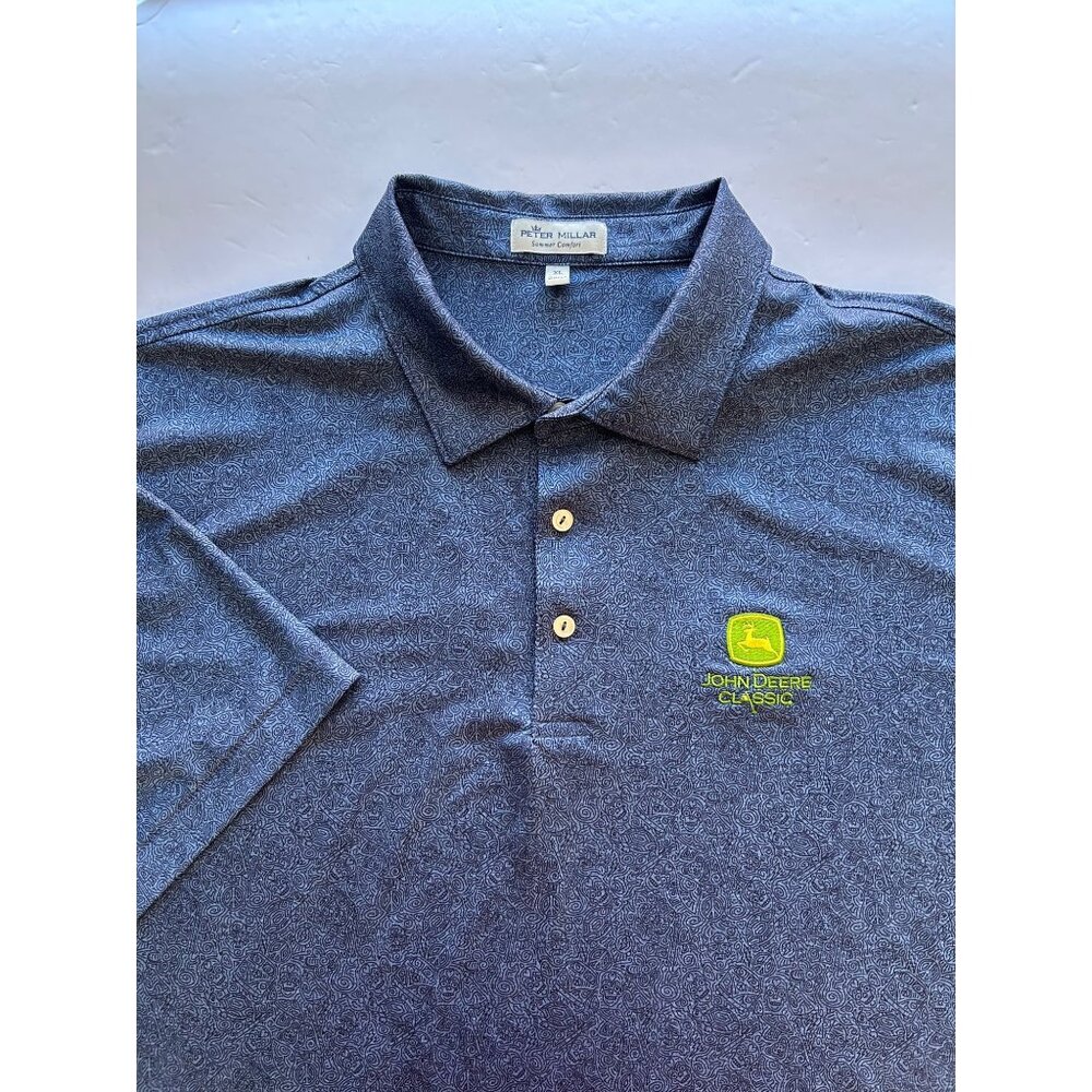 Peter Millar Navy Polo with John Deere Emblem